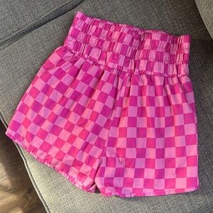 Pink Checkered Women's Shorts